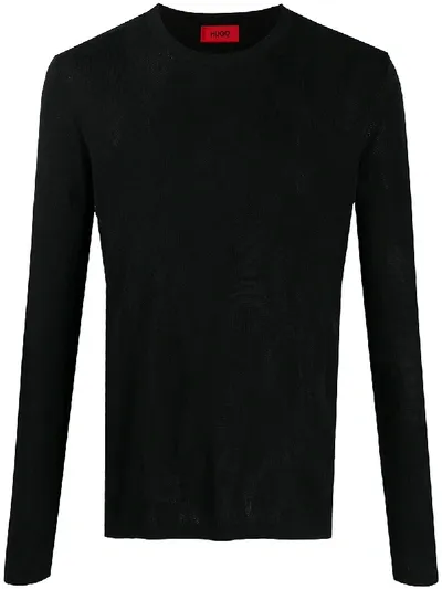 Hugo Crew Neck Knitted Jumper In Black