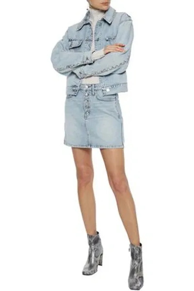 Current Elliott The Sammy Studded Denim Jacket In Light Denim