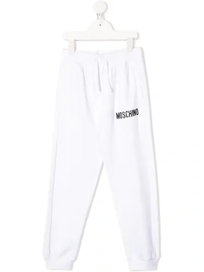 Moschino Kids' Logo-print Track Pants In White