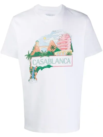 Casablanca Casa Views Printed Cotton-jersey T-shirt In White