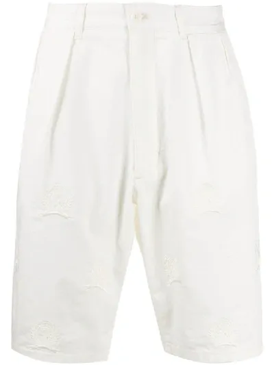 Tommy Hilfiger Logo Crest Embroidered Pleat Detail Shorts In White