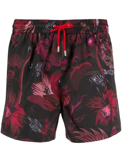 Paul Smith Floral Printed Swimming Trunks In Black