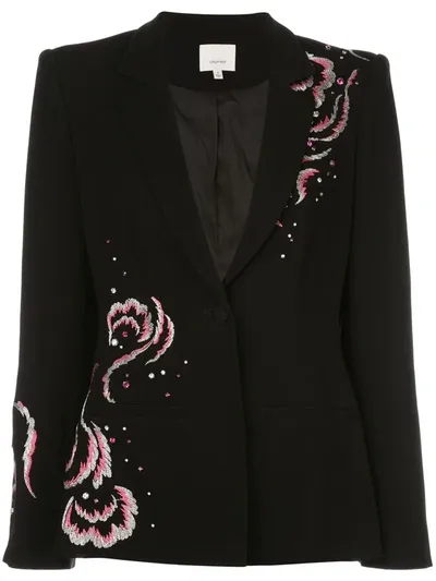 Cinq À Sept Cinq A Sept Swirling Plume Rumi Embroidered Blazer In Black