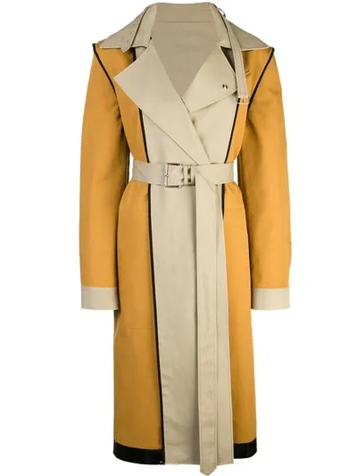 Proenza Schouler Two-tone Reversible Cotton-gabardine Trench Coat Size In Khaki Gold