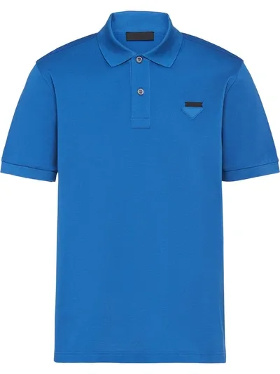 Prada Logo Detail Polo Shirt In Blue