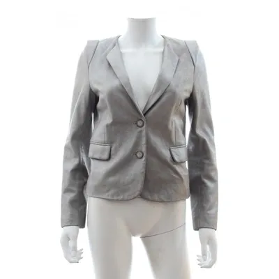 Pre-owned Sandro Leather Blazer In Silver