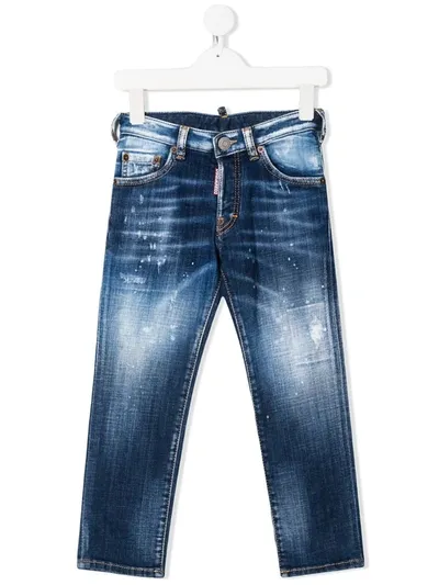 Dsquared2 Kids' Distressed Skinny Jeans In Blue