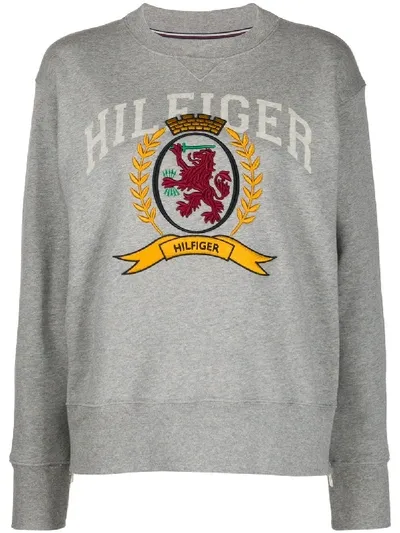 Tommy Hilfiger Crest-embroidered Sweatshirt In Grey