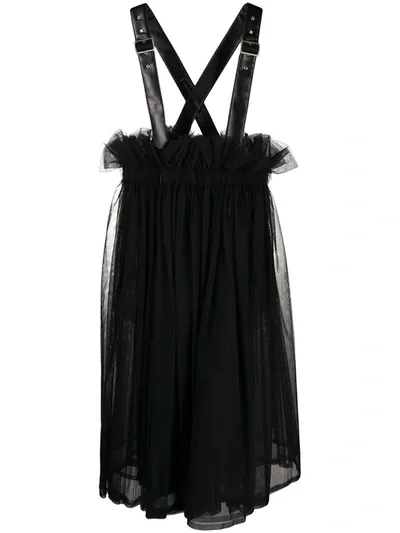 Comme Des Garçons Pinafore Flared Dress In Black