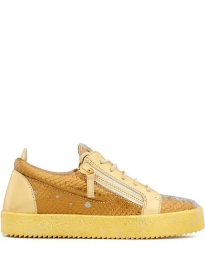 Giuseppe Zanotti Snakeskin-effect Sneakers In Gold