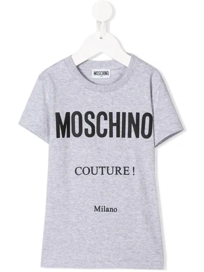 Moschino Kids' Logo Print T-shirt In Grey