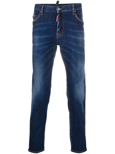 Dsquared2 Mid-rise Slim Fit Stretch Denim Jeans In Blue