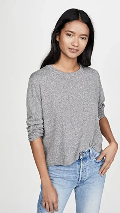 The Great The Long Sleeve Crop Tee In Grey