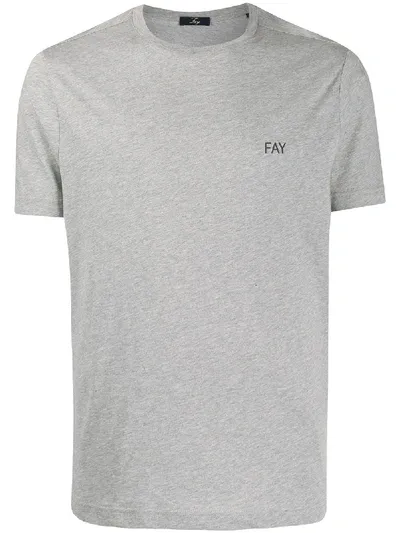 Fay Round Neck Chest Logo T-shirt In Grey