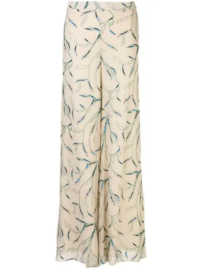 Alexis Fallen Foliage Embroidered Trousers In Neutrals