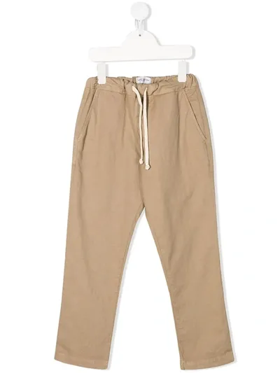 Paolo Pecora Kids' Drawstring-waist Straight-leg Trousers In Neutrals