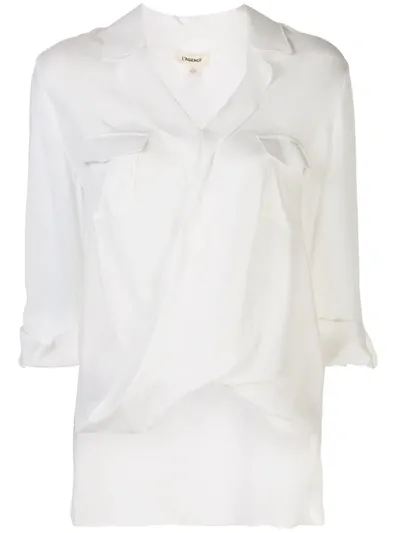 L Agence V-neck Draped Front Blouse In White