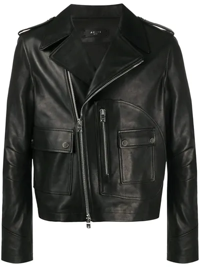 Amiri Flap Pocket Biker Jacket In Black