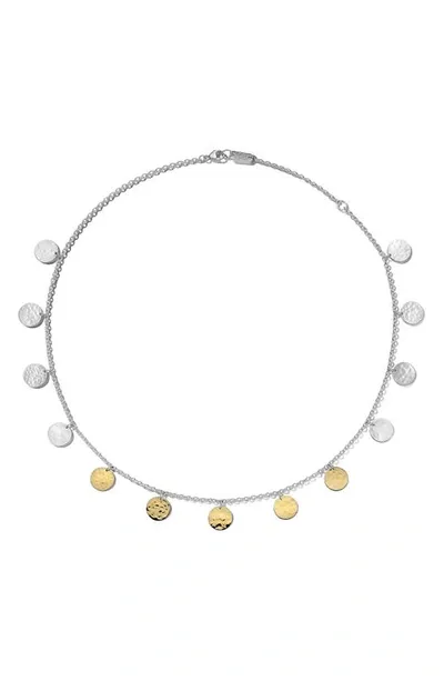 Ippolita Classico Hammered Paillette Disc Necklace In Chimera Two-tone In Silver