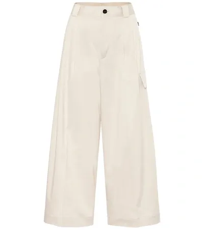 Woolrich Poplin Wide Leg Pants In Cream Color