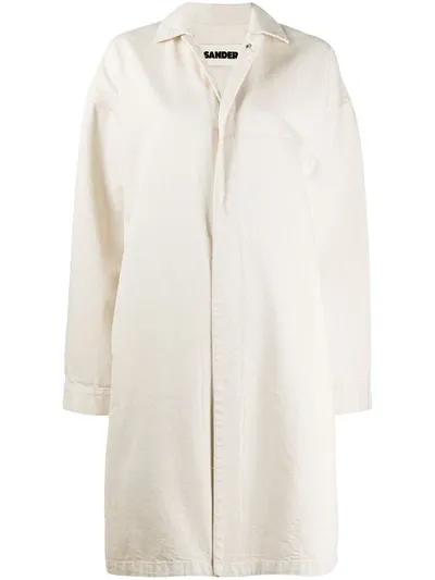 Jil Sander Denim Single-breasted Coat In Open Beige