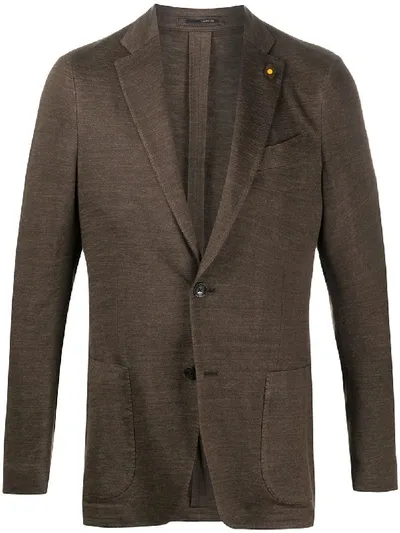 Lardini Patch Pocket Blazer In Brown