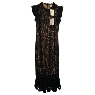 Pre-owned Alexis Lace Mid-length Dress In Black