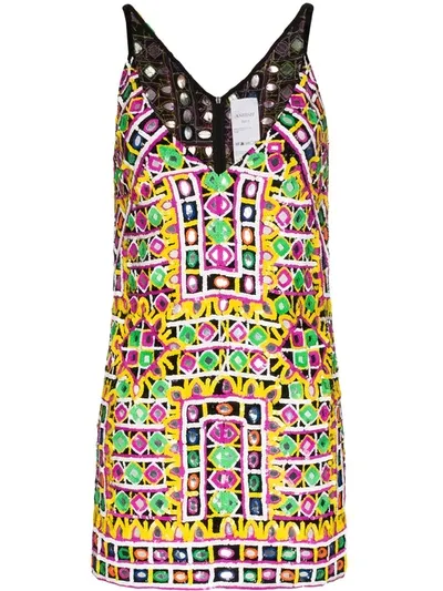 Ashish Sequin-embellished Patterned Mini Dress In Yellow