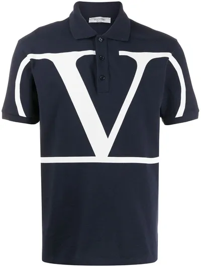 Valentino Vlogo Polo Shirt In Blue