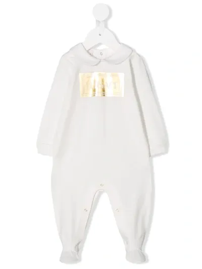 Young Versace Babies' Metallic Logo Pyjamas In White