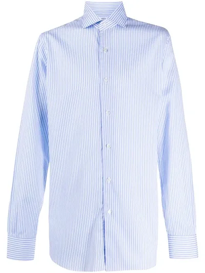 Barba Culto Striped Long-sleeve Shirt In Blue