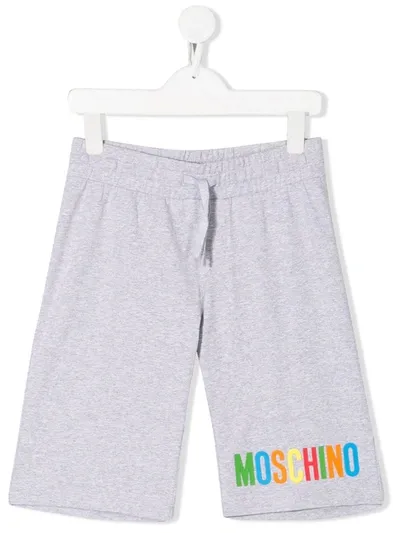 Moschino Kids' Logo Printed Track Shorts In Grey