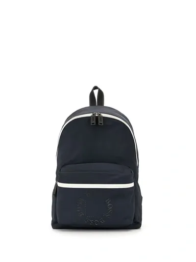 Hugo Boss Logo-print Backpack In Blue