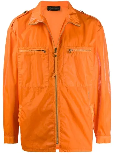 Mr & Mrs Italy Shiny Chest Pocketed Light Jacket In Orange