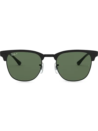 Ray Ban Ray-ban Clubmaster Metal Blk Mat Polarized Sunglasses, Rb3716 51 In Green