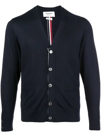 Thom Browne V-neck Cardigan In Blue