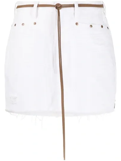 One Teaspoon Trucker Mid Waist Skirt. - In White