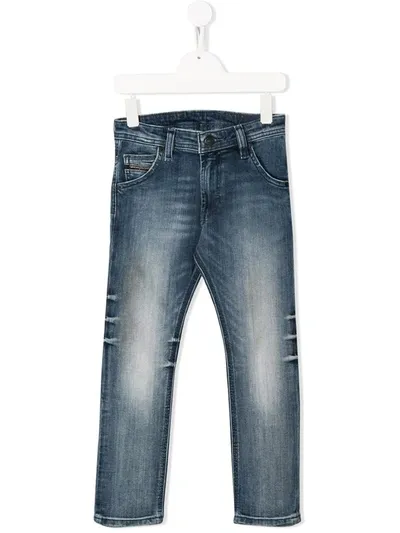 Diesel Kids' Tapered Distressed Jeans In Blue