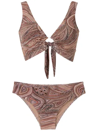 Amir Slama Printed Bikini Set In Neutrals