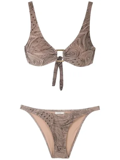 Amir Slama Marajoara Printed Bikini Set In Neutrals