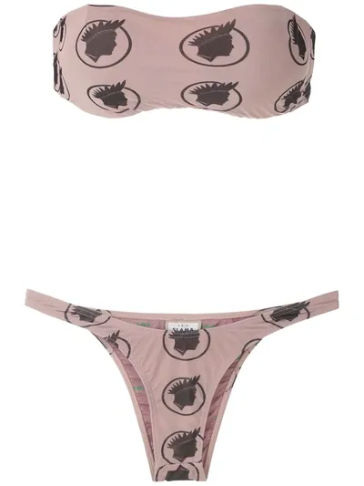 Amir Slama Índio Print Bikini Set In Neutrals