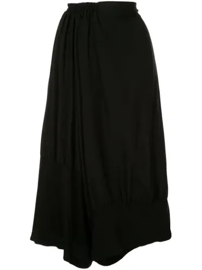 Y's Wide-leg Asymmetrical Trousers In Black