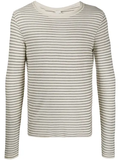 Pre-owned Gianfranco Ferre 1990s Knitted Long-sleeved Striped T-shirt In Neutrals