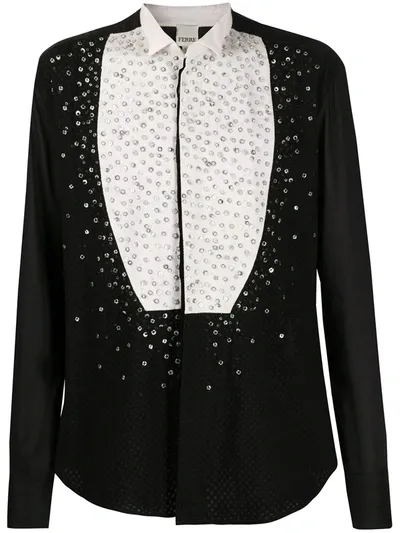 Pre-owned Gianfranco Ferre 1990s Sequin Embellishments Shirt In Black