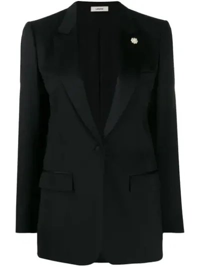 Lardini Flower Detail Blazer In Black