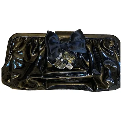 Pre-owned Miu Miu Patent Leather Clutch Bag In Black