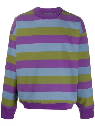 Noon Goons Striped Cotton-jersey Sweatshirt In Purple