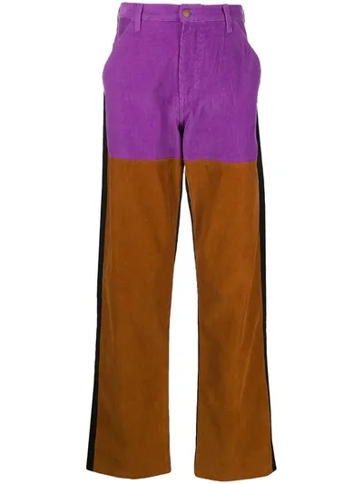 Noon Goons Colour-blocked Cotton-corduroy Trousers In Purple