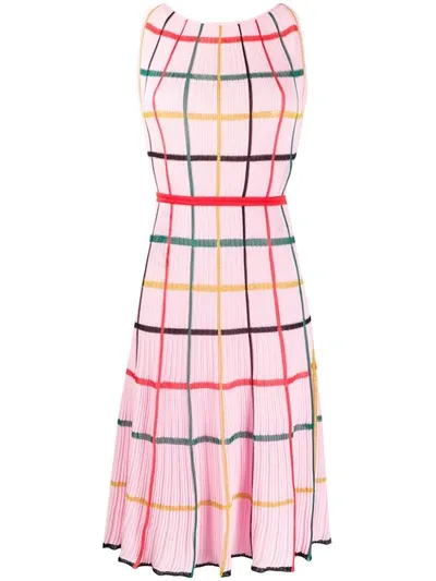 Missoni Grid-pattern Pleated Dress In Pink