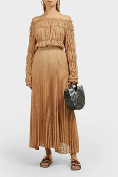 Missoni High-waisted Pleated Skirt In Gold